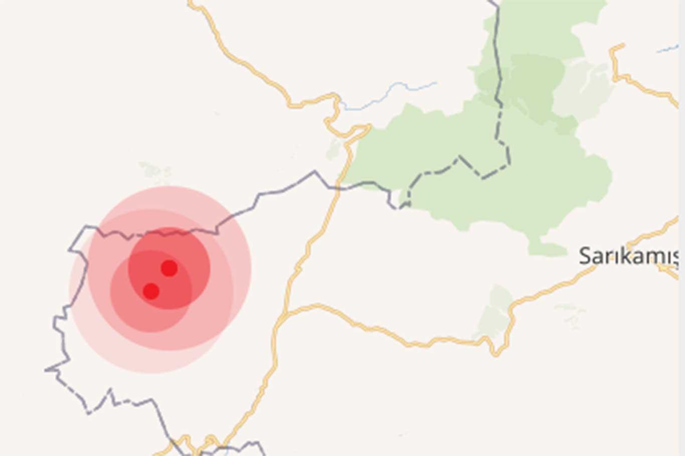 Kars'ta aynı anda 4.0 büyüklüğünde iki deprem Kars'ta aynı anda 4.0 büyüklüğünde iki deprem